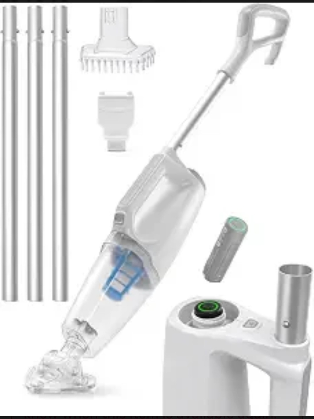 Cordless White Handheld Stick Vacuum Cleaner - Lightweight Multipurpose